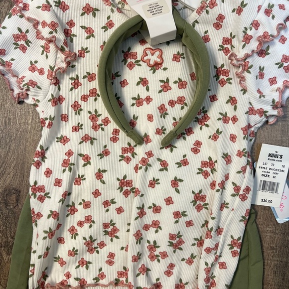 Girls size 6x little lass 2pc top & pants set with headband - Picture 4 of 5